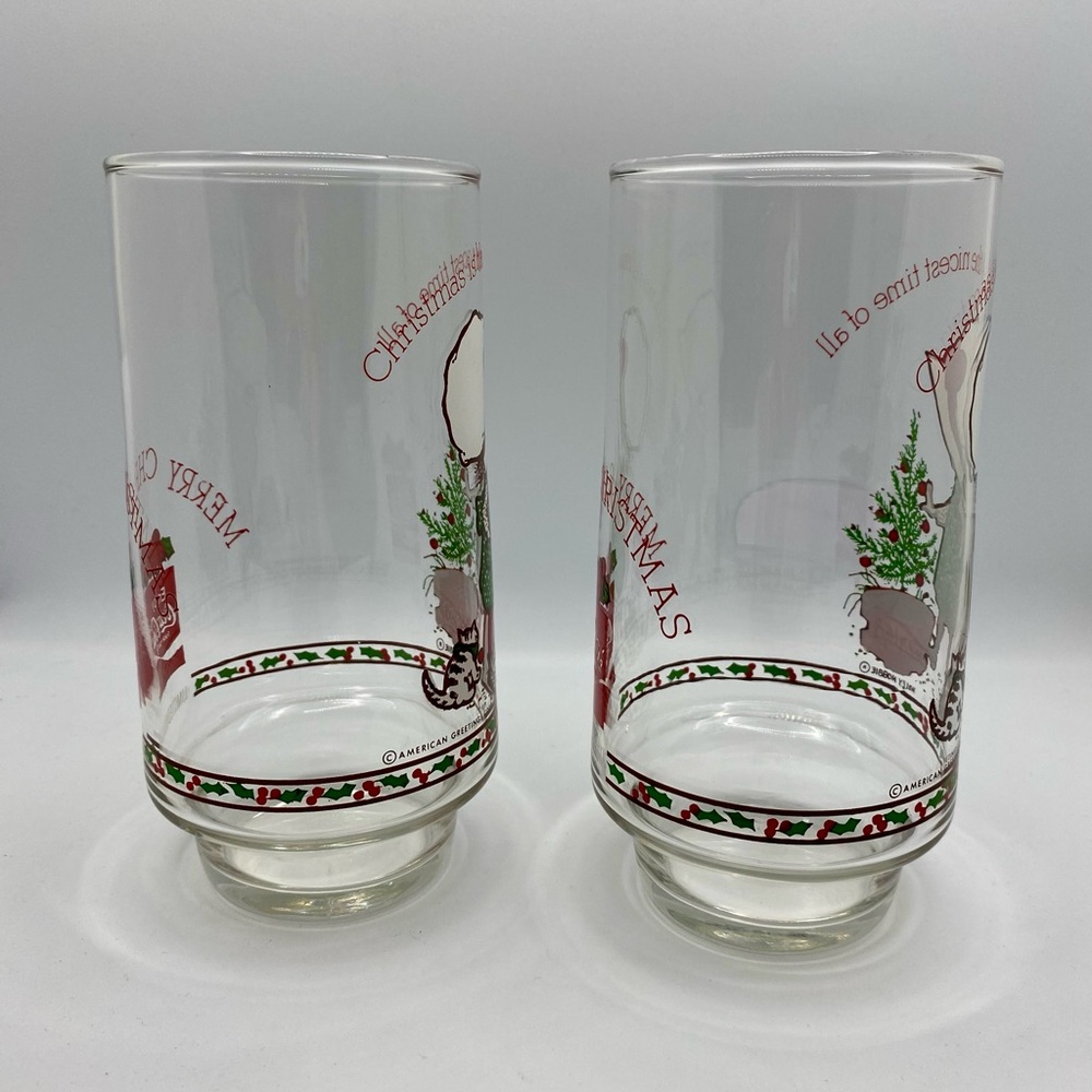 Holly Hobbie Coca-Cola Christmas Glasses Vintage - Picture 4 of 13